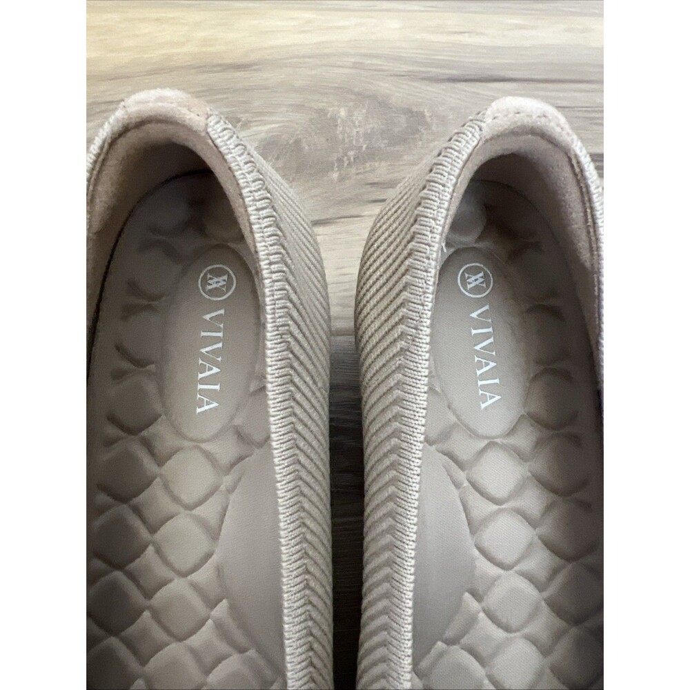 VIVAIA Melody Square Toe Knit Ballet Flats Beige/Cream Ribbed - EU 39/US 8 - 8.5 - Picture 3 of 7